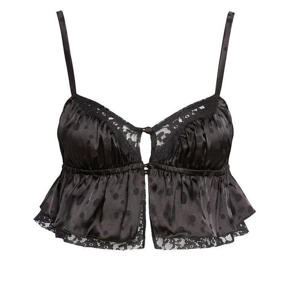 For Love and Lemons Black Polka Dot Cropped Camisole